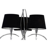 Mara 64cm 3 Light Chandelier - Polished Chrome With Black Shades