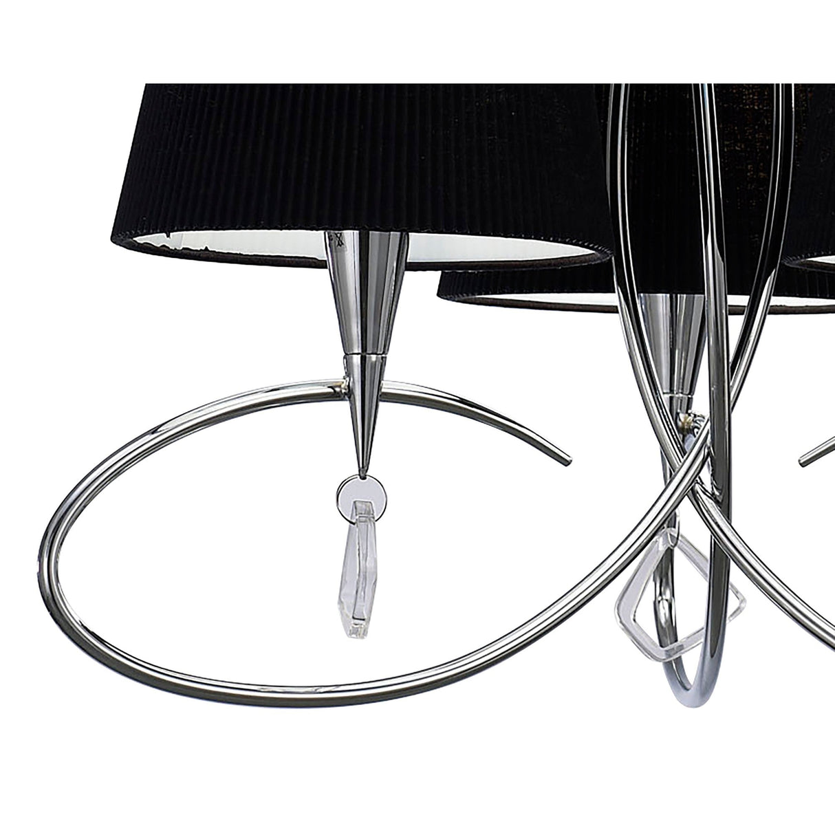 Mara 64cm 3 Light Chandelier - Polished Chrome With Black Shades