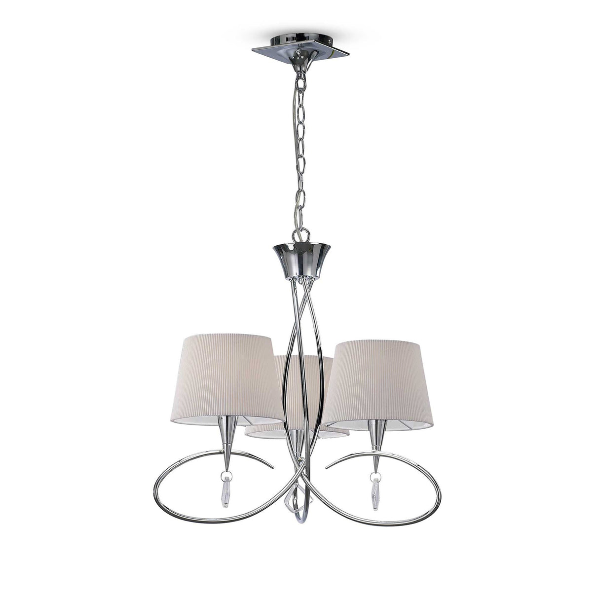 Mara 64cm 3 Light Chandelier - Polished Chrome With White Shades
