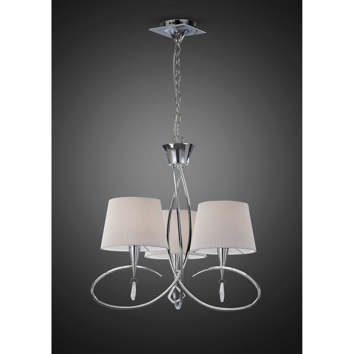 Mara 64cm 3 Light Chandelier - Polished Chrome With White Shades