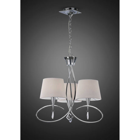 Mara 64cm 3 Light Chandelier - Polished Chrome With White Shades