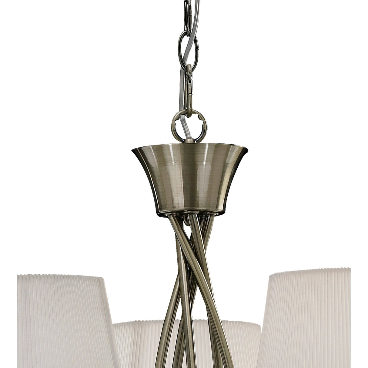 Mara 78cm 5 Light Chandelier - Antique Brass With White Shades