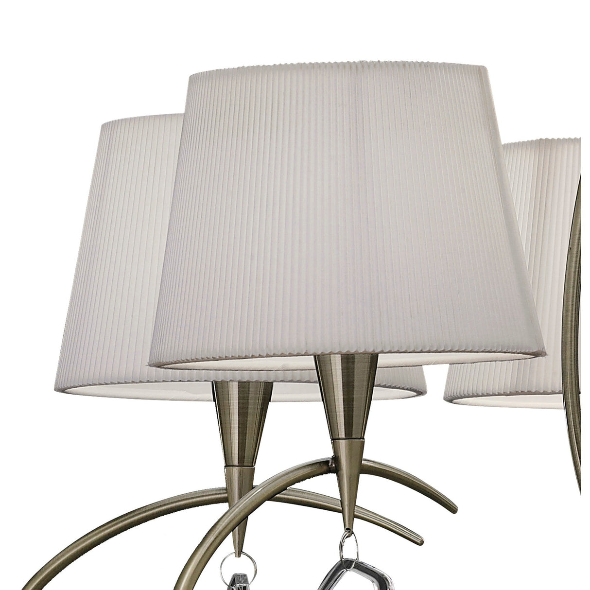 Mara 78cm 5 Light Chandelier - Antique Brass With White Shades