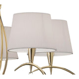 Mara 78cm 5 Light Chandelier - French Gold With White Shades