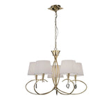 Mara 78cm 5 Light Chandelier - French Gold With White Shades