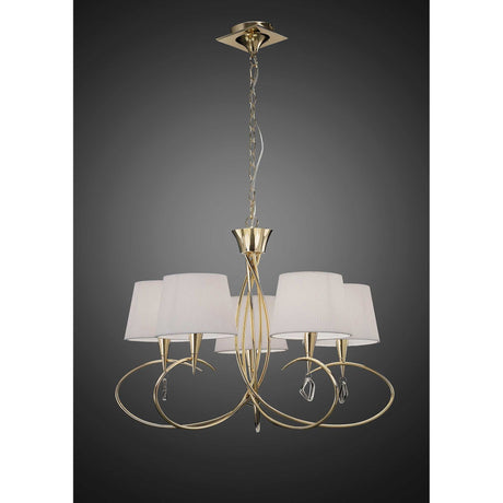Mara 78cm 5 Light Chandelier - French Gold With White Shades
