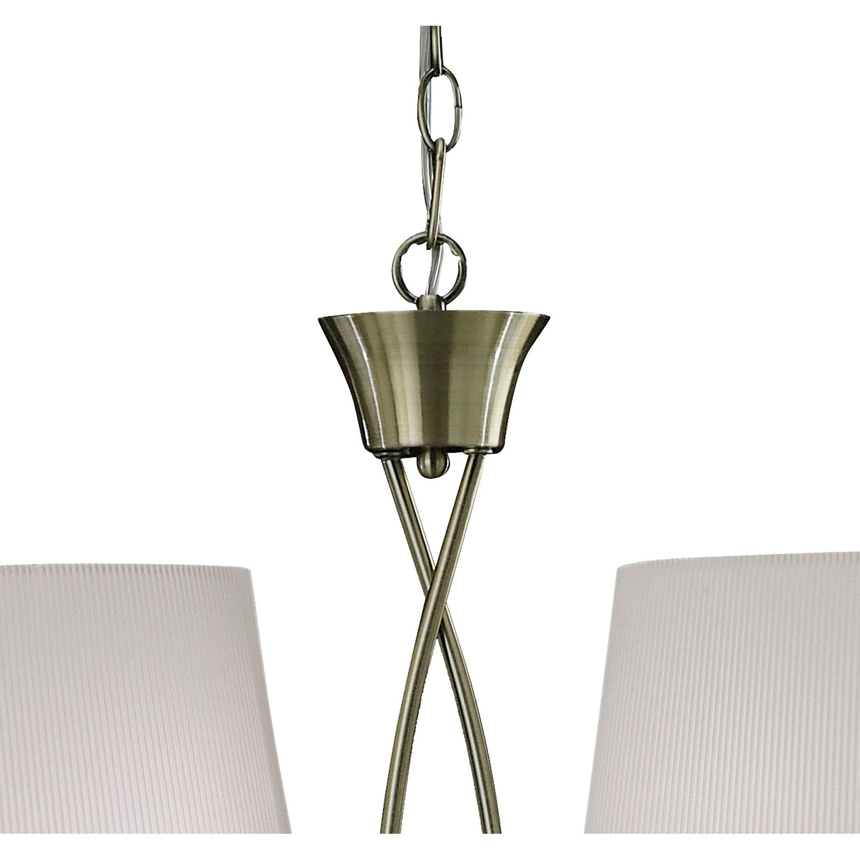 Mara 2 Arm 4 Light Chandelier - Antique Brass With White Shades