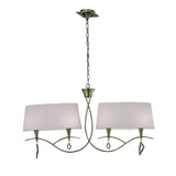 Mara 2 Arm 4 Light Chandelier - Antique Brass With White Shades