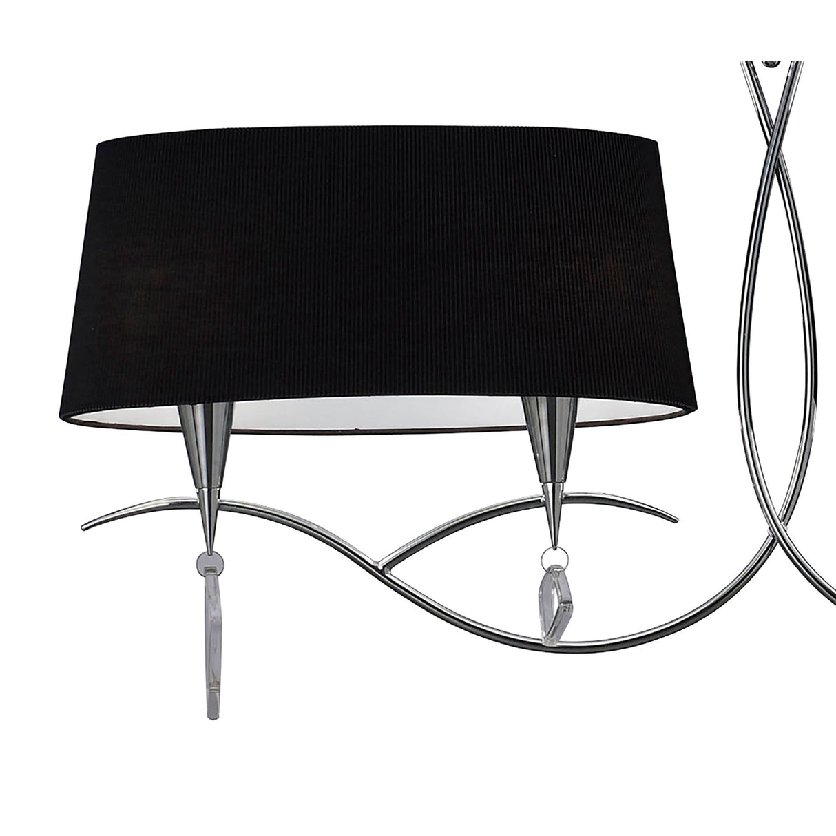 Mara 2 Arm 4 Light Chandelier - Polished Chrome With Black Shades