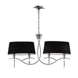 Mara 2 Arm 4 Light Chandelier - Polished Chrome With Black Shades
