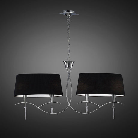 Mara 2 Arm 4 Light Chandelier - Polished Chrome With Black Shades