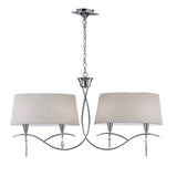 Mara 2 Arm 4 Light Chandelier - Polished Chrome With White Shades