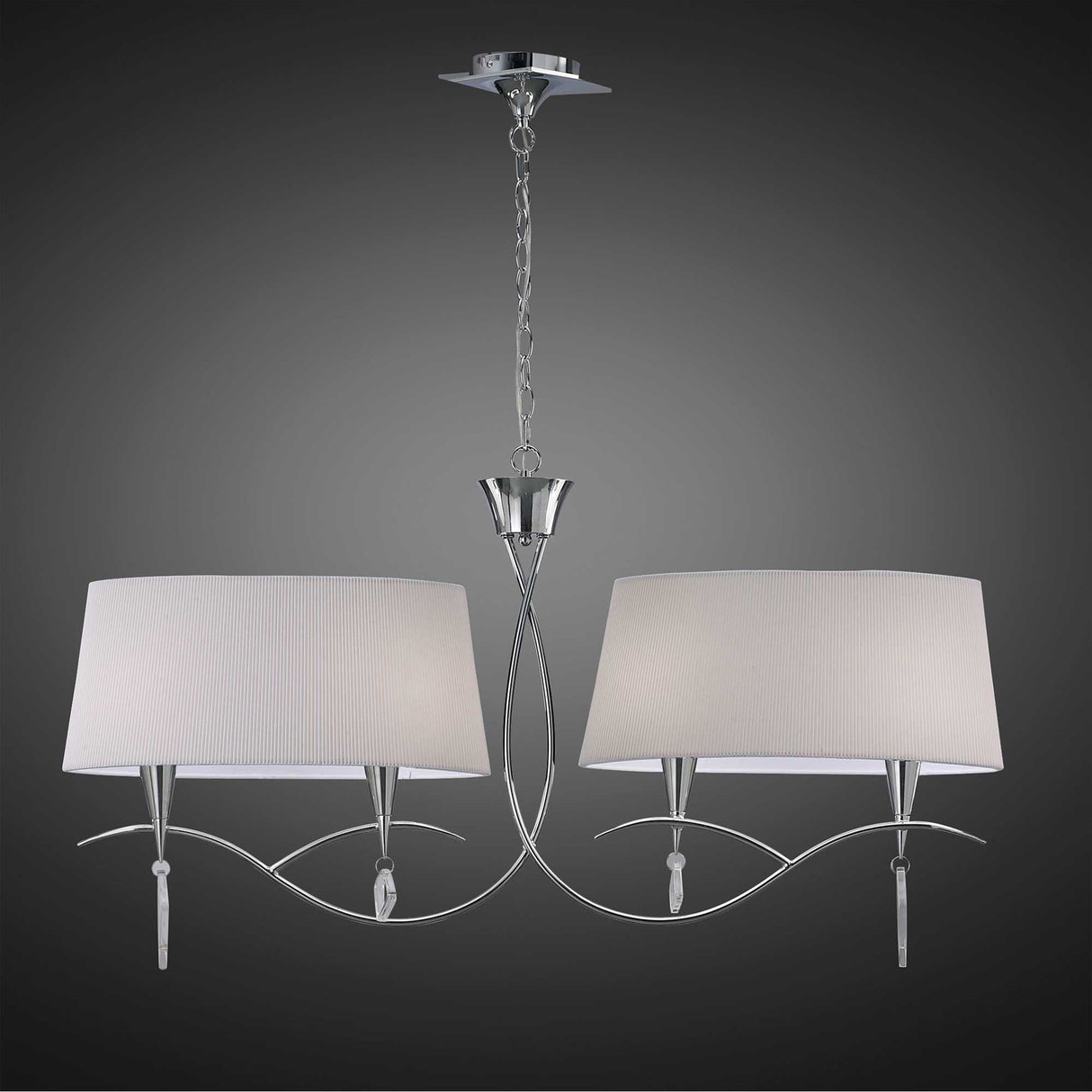 Mara 2 Arm 4 Light Chandelier - Polished Chrome With White Shades