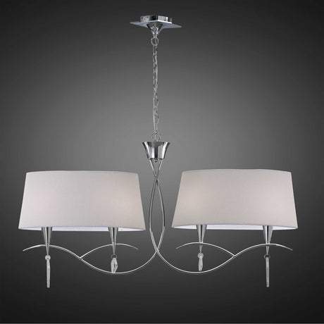 Mara 2 Arm 4 Light Chandelier - Polished Chrome With White Shades