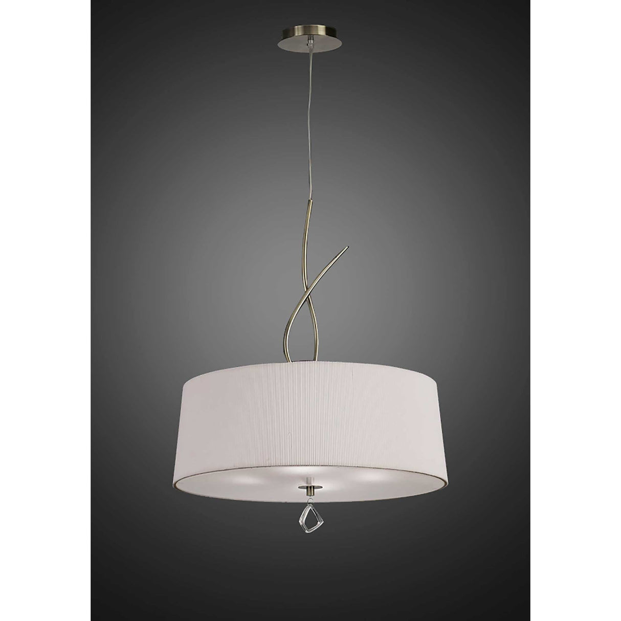 Mara 4 Light Pendant Light – Antique Brass With Ivory White Shade
