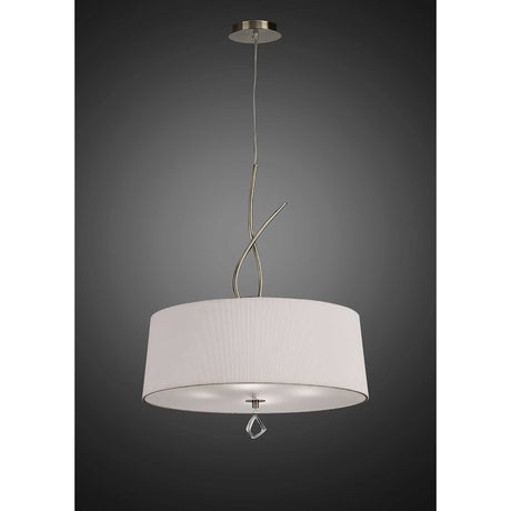 Mara 4 Light Pendant Light – Antique Brass With Ivory White Shade
