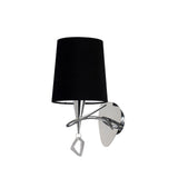 Mara 1 Light Wall Light With Switch - Chrome With Black Shade