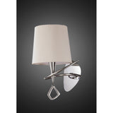 Mara 1 Light Wall Light With Switch - Chrome With Ivory White Shade