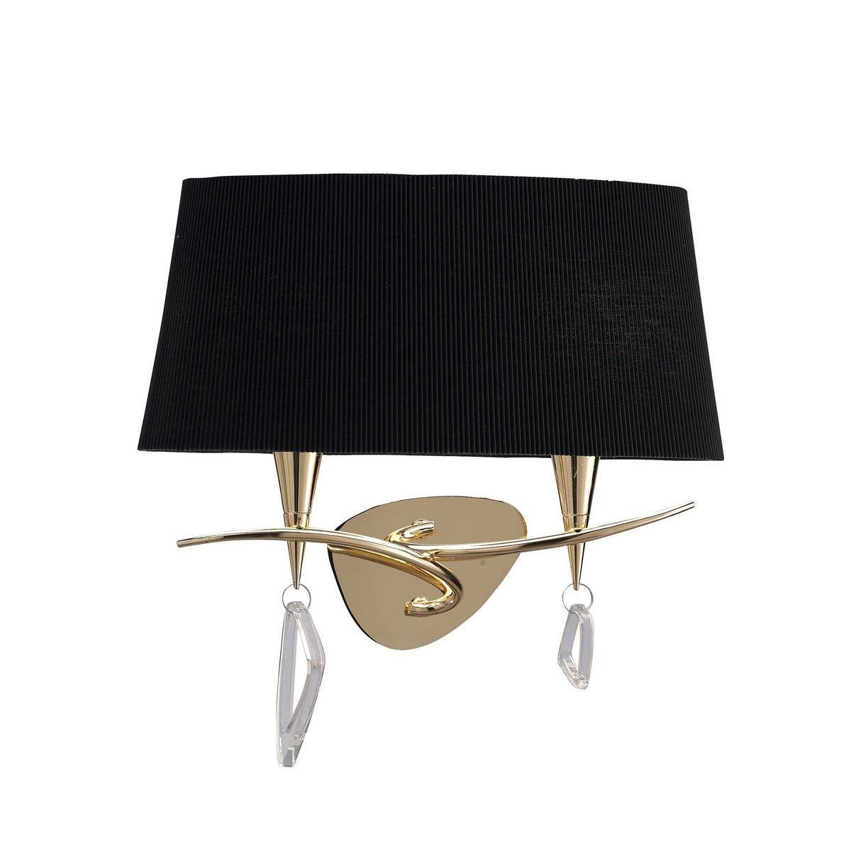 Mara 2 Light Wall Light With Switch - Gold With Black Shade