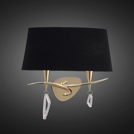 Mara 2 Light Wall Light With Switch - Gold With Black Shade