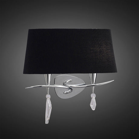 Mara 2 Light Wall Light With Switch - Chrome With Black Shade