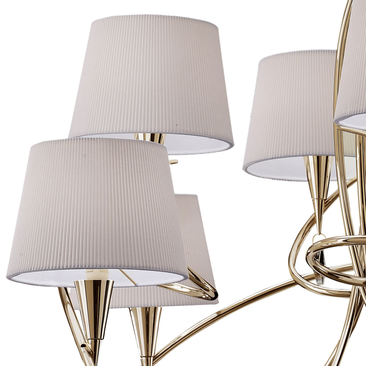 Mara 100cm 2 Tier 8 Light Chandelier - French Gold With White Shades