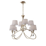 Mara 100cm 2 Tier 8 Light Chandelier - French Gold With White Shades