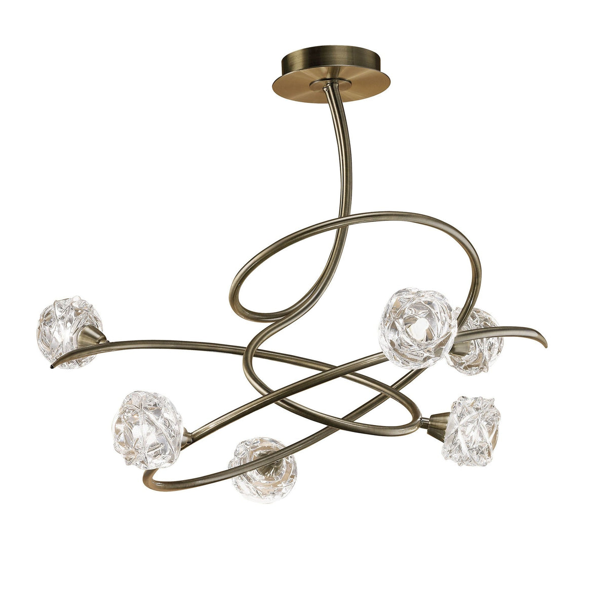 Maremagnum 6 Light Semi-Flush Ceiling Light – Antique Brass