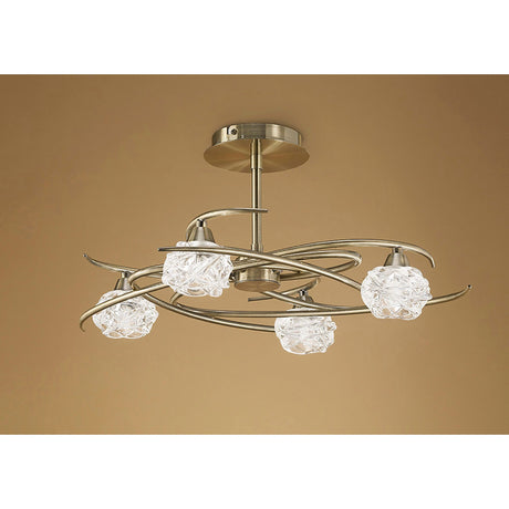 Maremagnum 4 Light Semi-Flush Ceiling Light – Antique Brass
