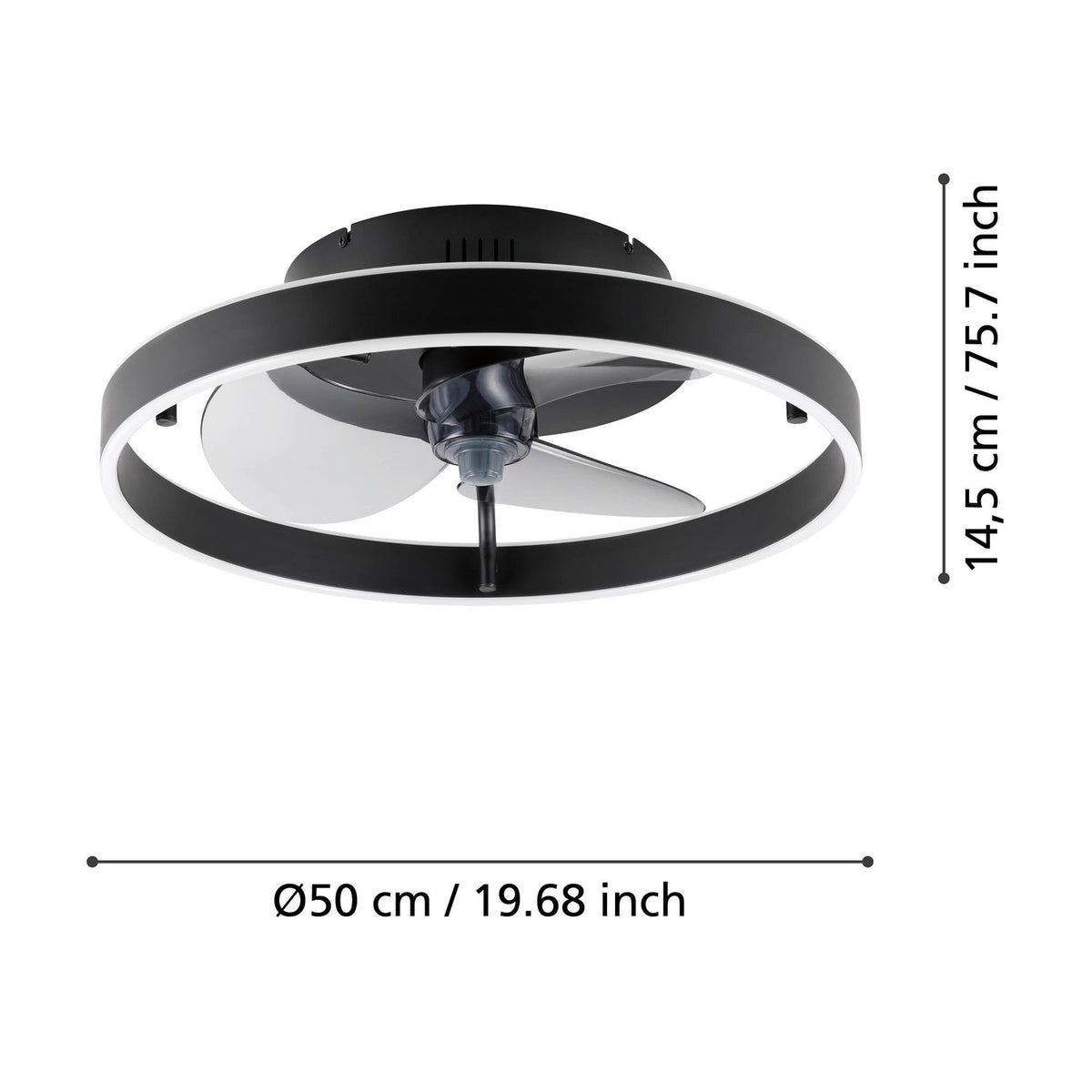 Marinella Ceiling Fan with Light - Matt Black