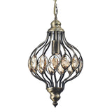 Marisa 24cm 1 Light Crystal Pendant Light - Antique Brass & Amber