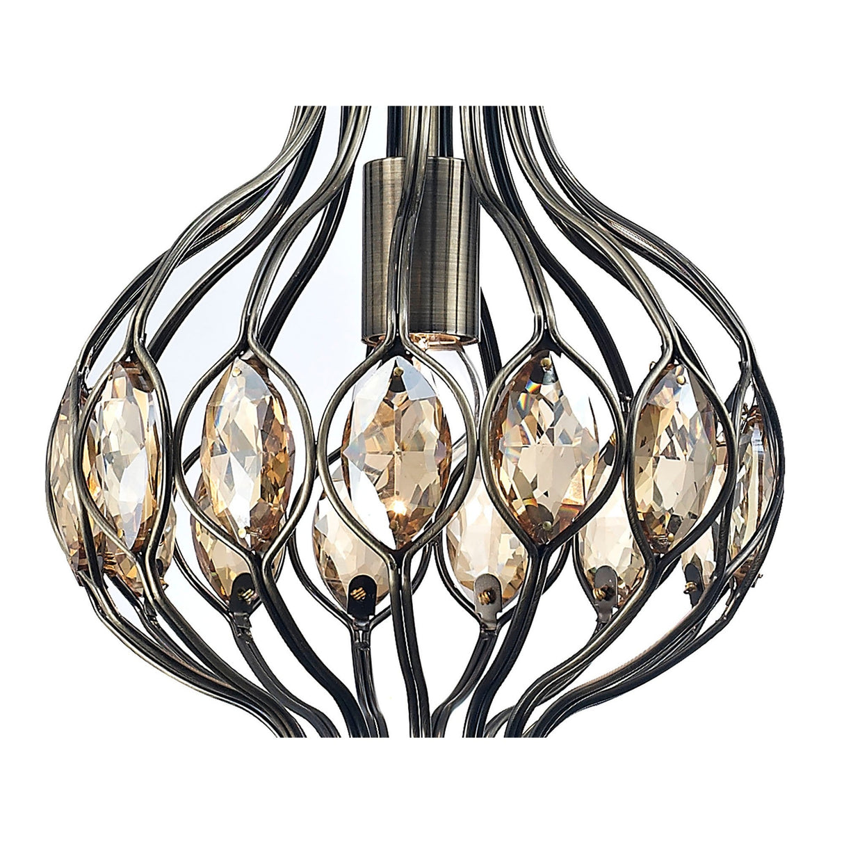 Marisa 24cm 1 Light Crystal Pendant Light - Antique Brass & Amber