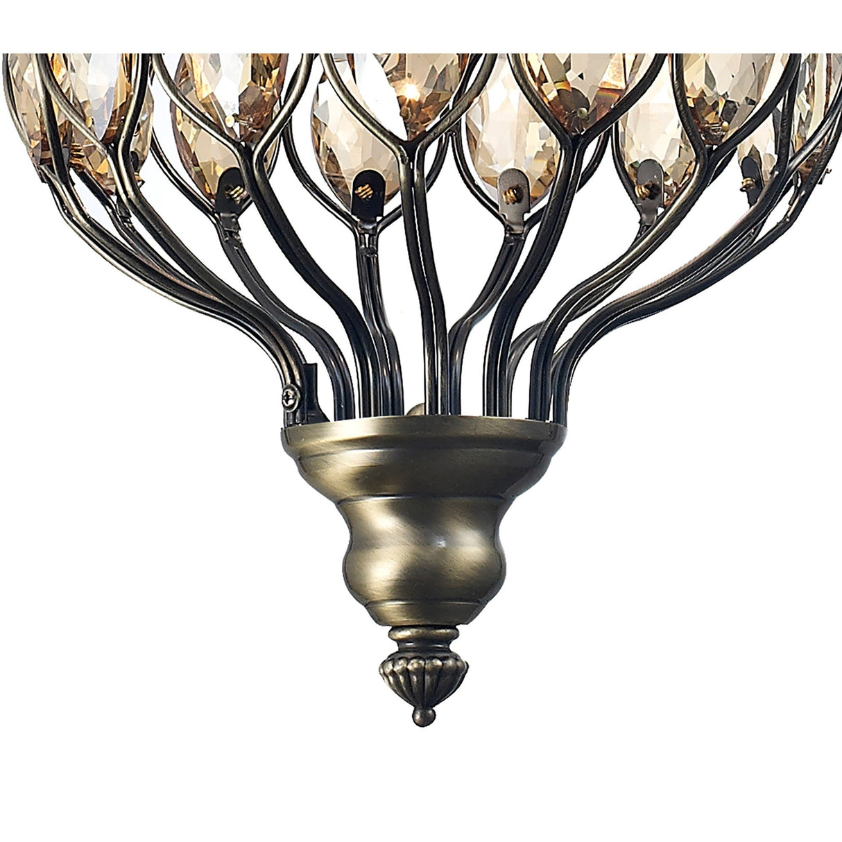 Marisa 24cm 1 Light Crystal Pendant Light - Antique Brass & Amber