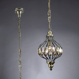 Marisa 24cm 1 Light Crystal Pendant Light - Antique Brass & Amber