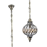 Marisa 24cm 1 Light Crystal Pendant Light - Antique Brass & Amber