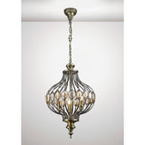 Marisa 3 Light Crystal Pendant Light – Antique Brass