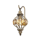 Marisa 1 Light Amber Crystal Wall Light - Antique Brass