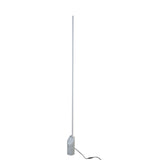 The Marmol LED Floor Lamp 28W 3000K features a tall, slim vertical pole design mounted on a small white marble cylindrical base, with a black power cord extending from the base. The lamp is shown against a plain white background.