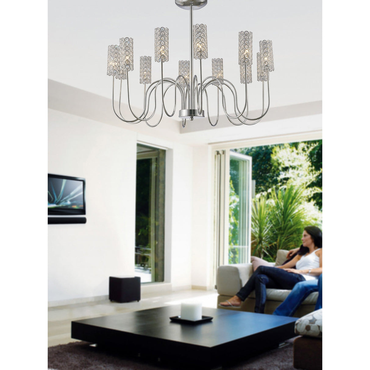 Martina 78cm 12 Light Crystal Chandelier - Polished Chrome