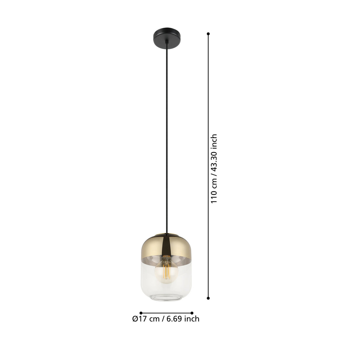 Maryvilla Glass Pendant Light - Black & Bronze