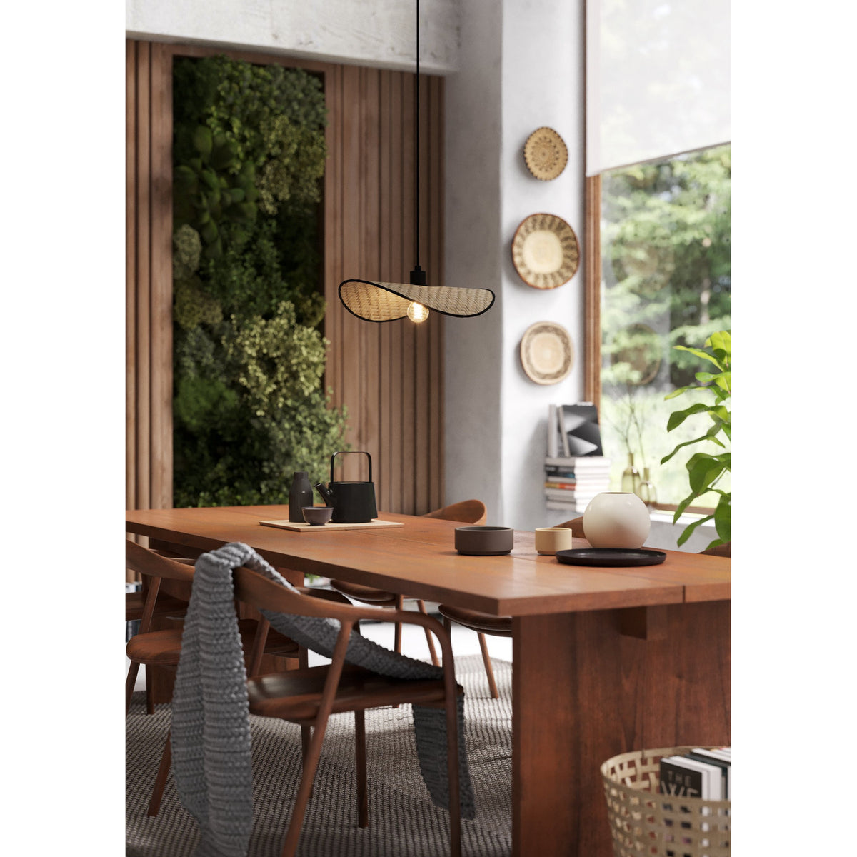 Marywell Wooden Pendant Light - Black