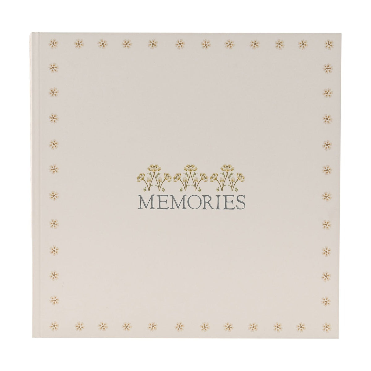Square Floral Border Memories Linen Photo Album - Cream