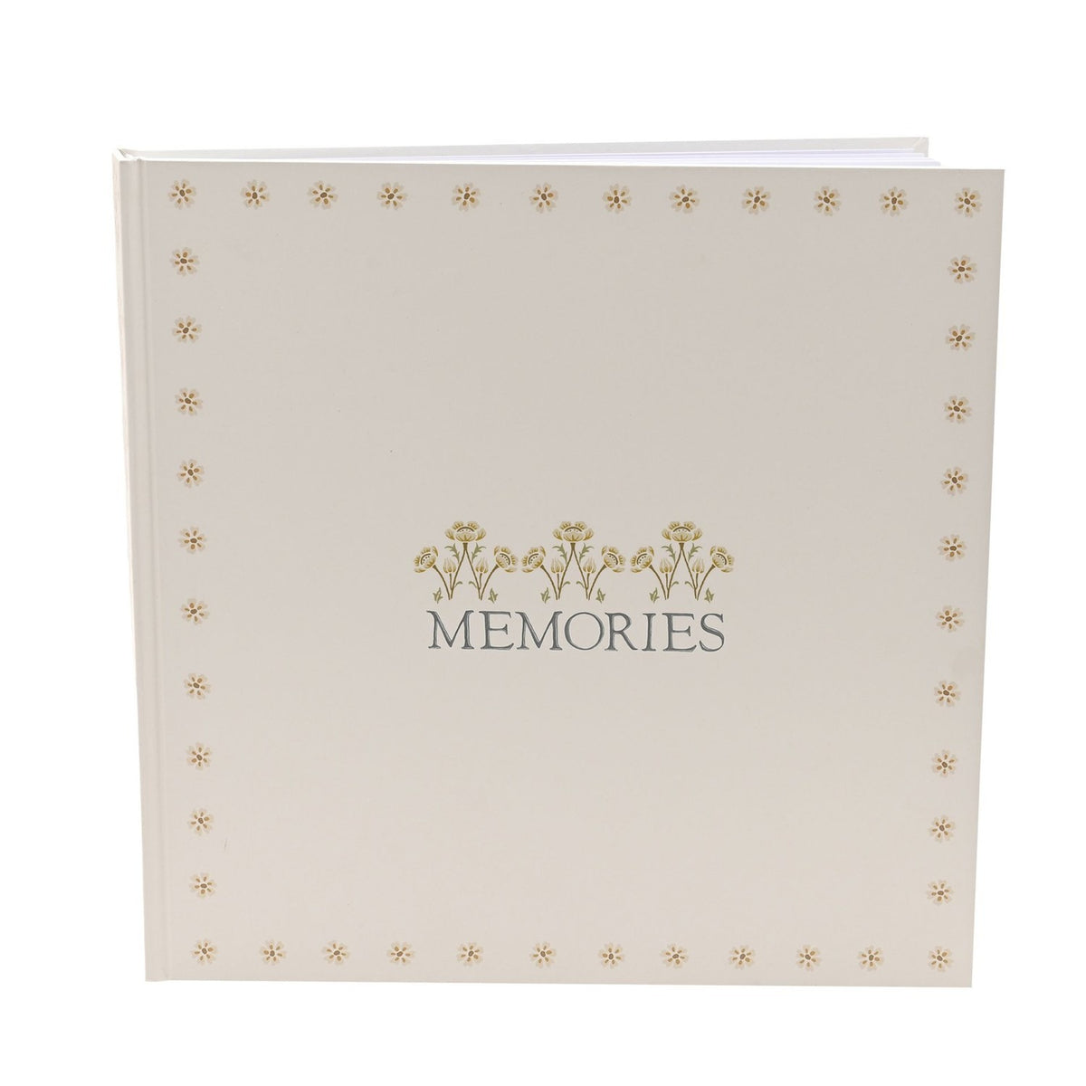 Square Floral Border Memories Linen Photo Album - Cream