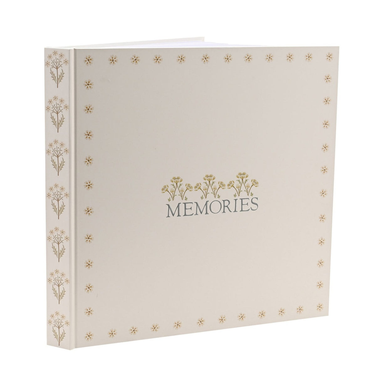 Square Floral Border Memories Linen Photo Album - Cream