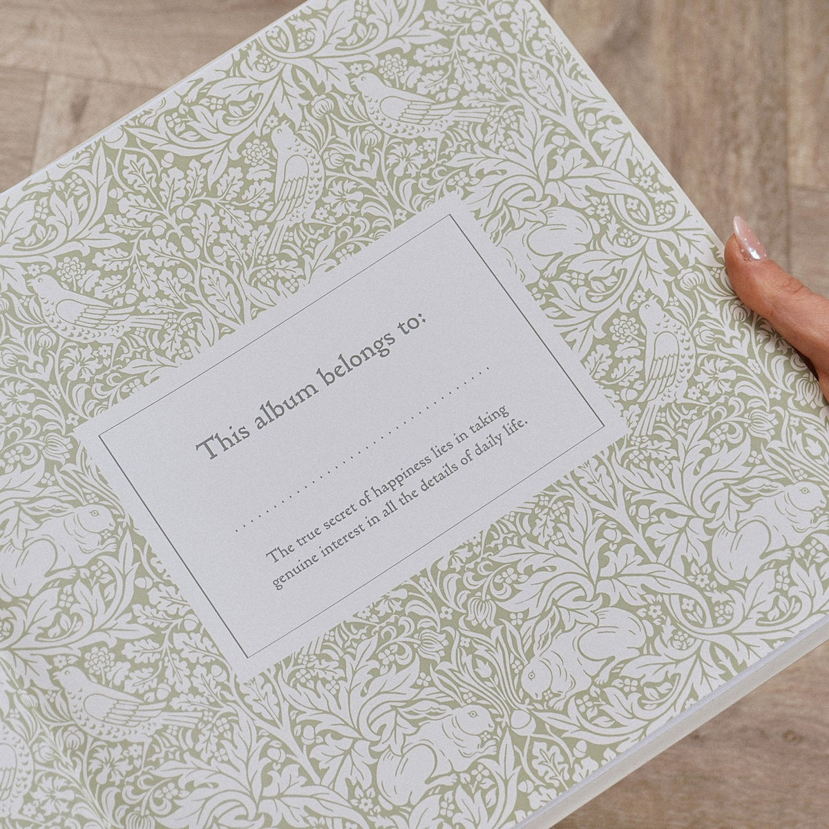 Square Floral Border Memories Linen Photo Album - Cream