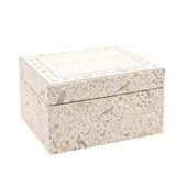 Bird Print Baby Matchbox Keepsake Box with Drawers - Cream