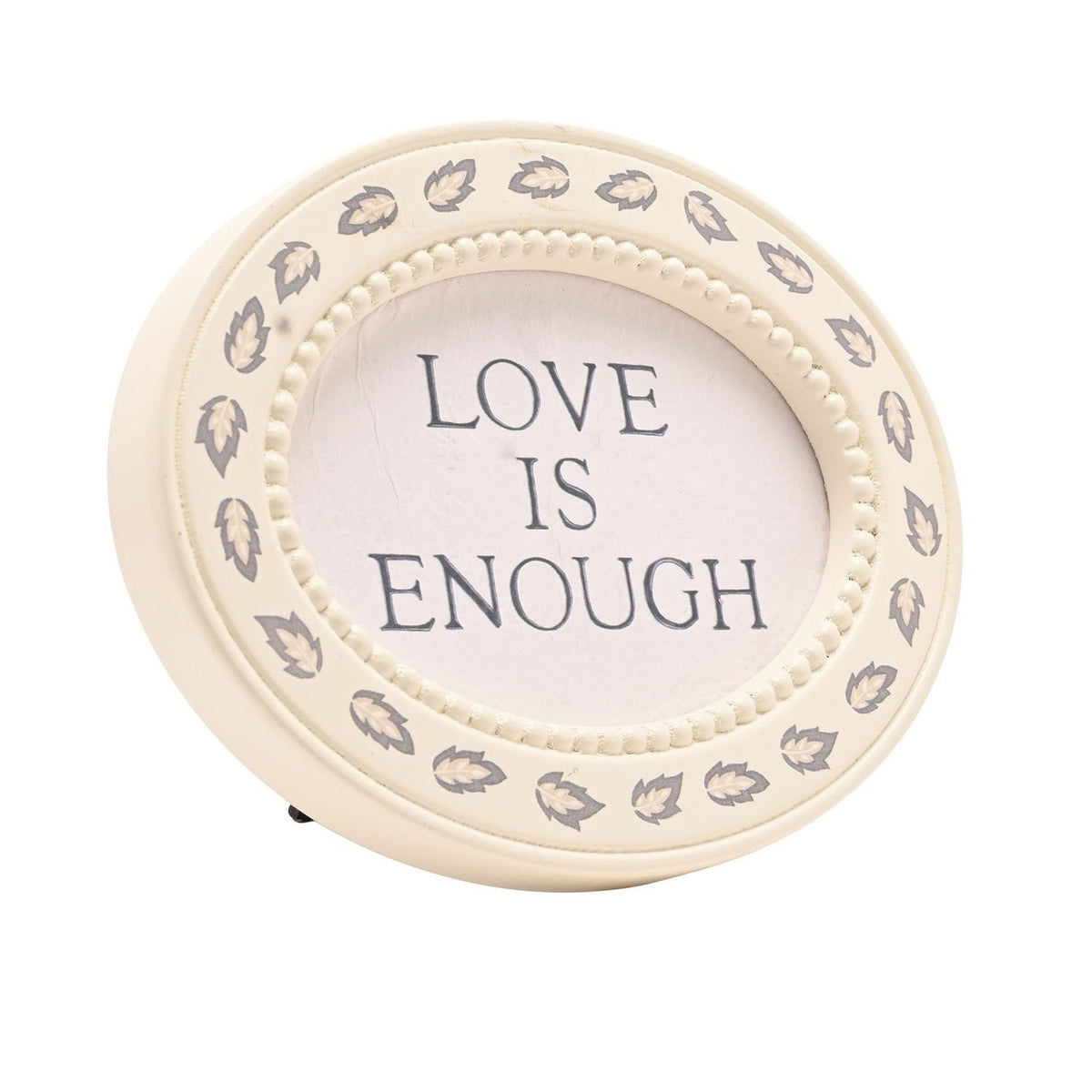 Love Is Enough Baby Oval Metal Plaque with Stand - Cream