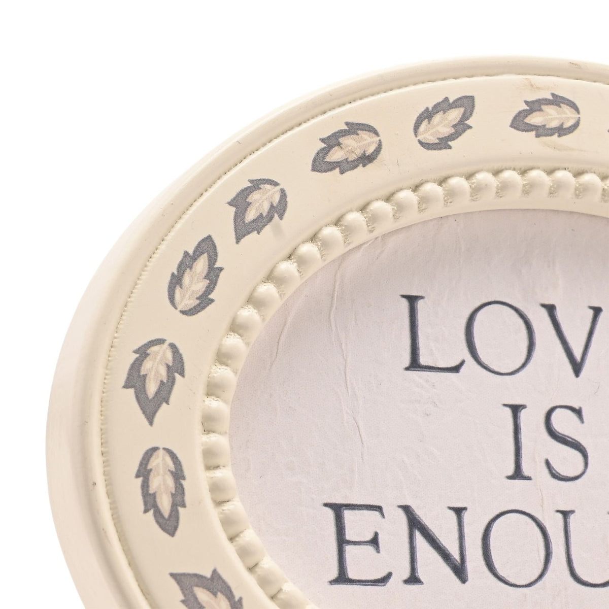 Love Is Enough Baby Oval Metal Plaque with Stand - Cream
