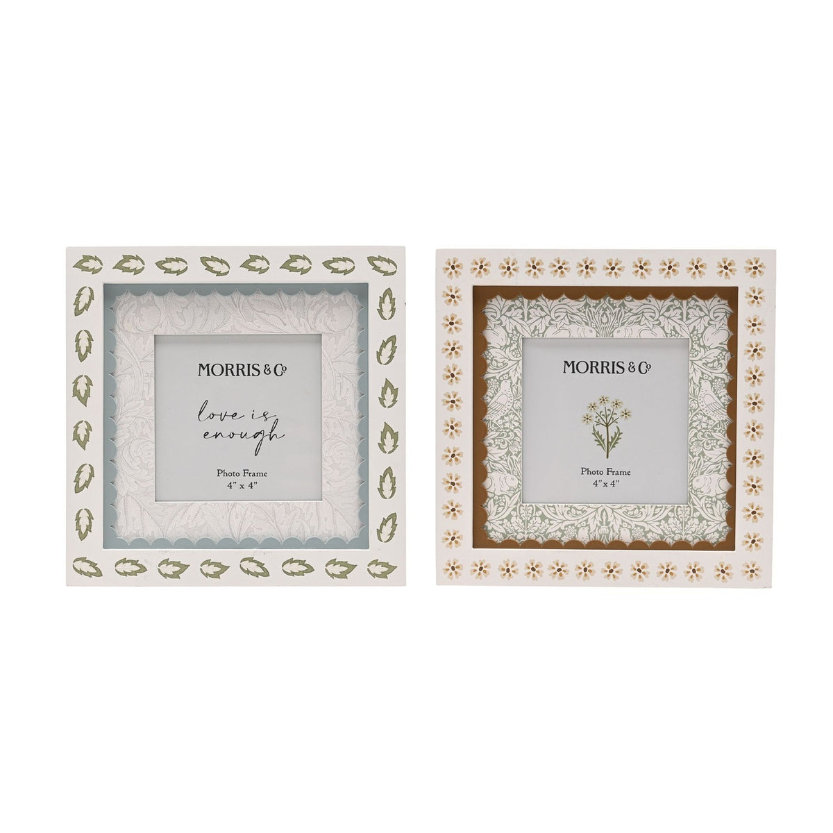 Baby Set of 2 Square Layer Metal Photo Frames 4 x 4in - White
