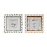 Baby Set of 2 Square Layer Metal Photo Frames 4 x 4in - White